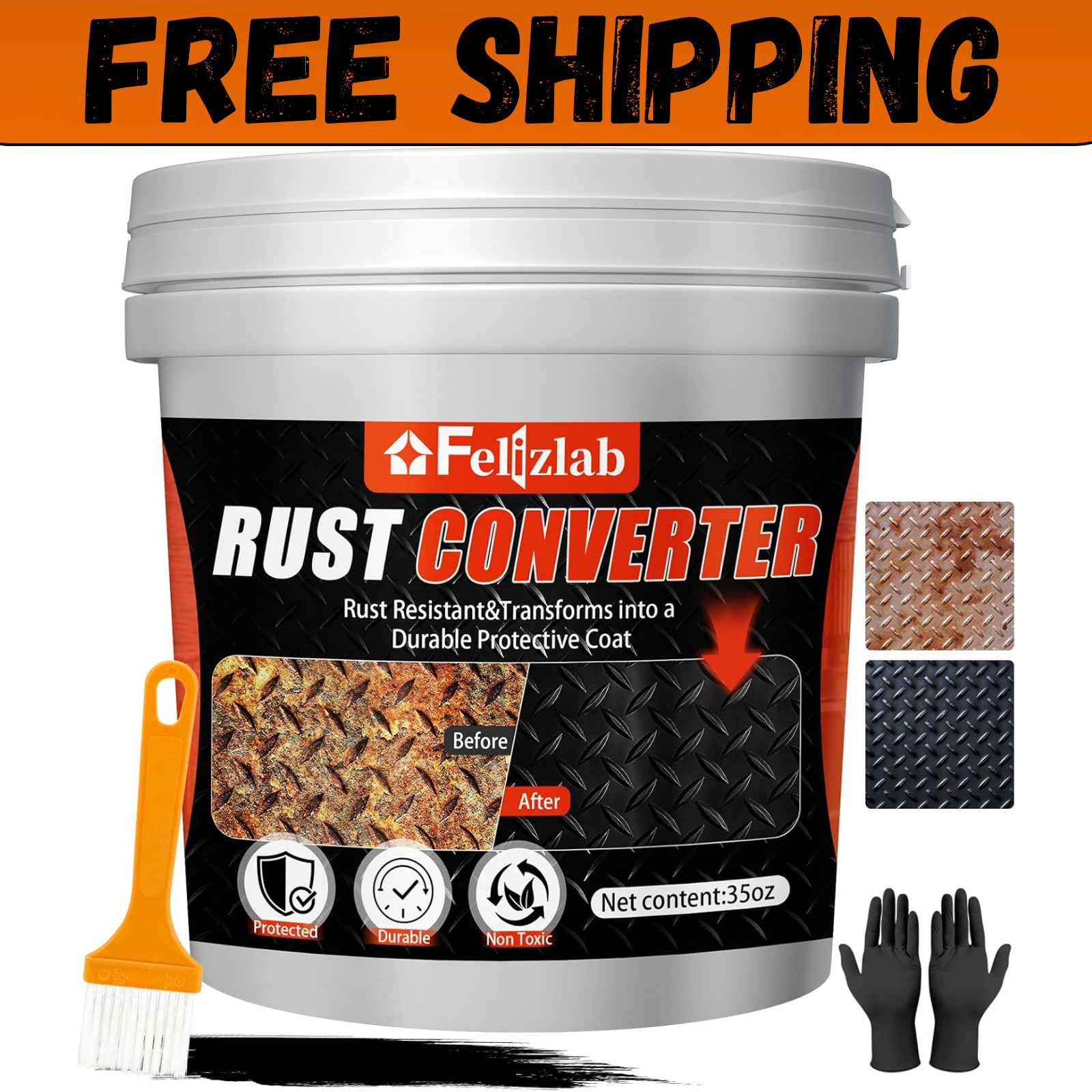 2-In-1 Rust Converter & Metal Primer, 35 Floz Automotive Rust Remover Paint for