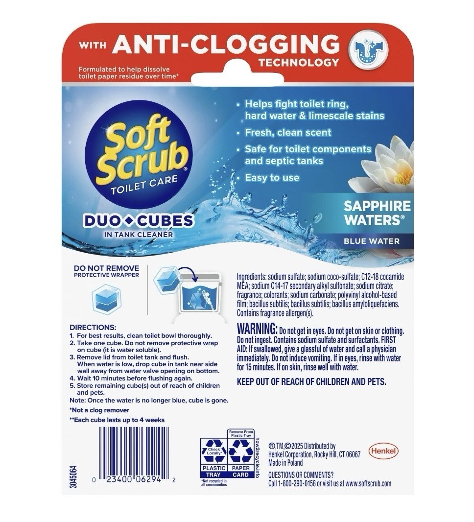 In-Tank Toilet Cleaner Duo-Cubes, Sapphire Waters, 4 Count