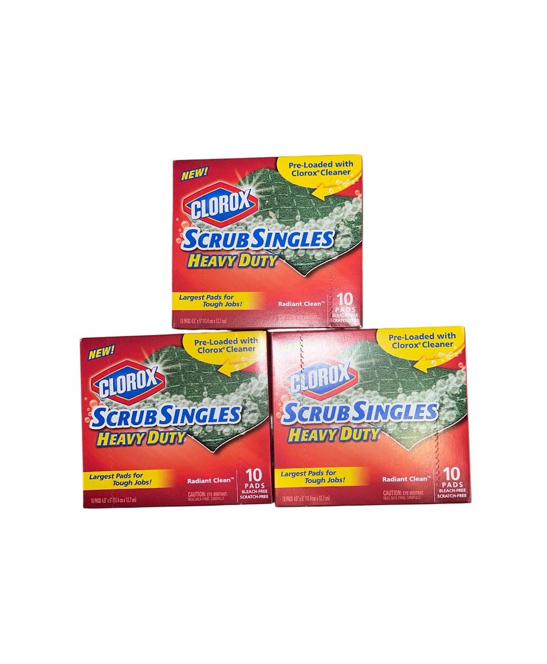 Clorox Scrub Singles Heavy Duty Scouring Pads – 3 Boxes (30 Pads Total)