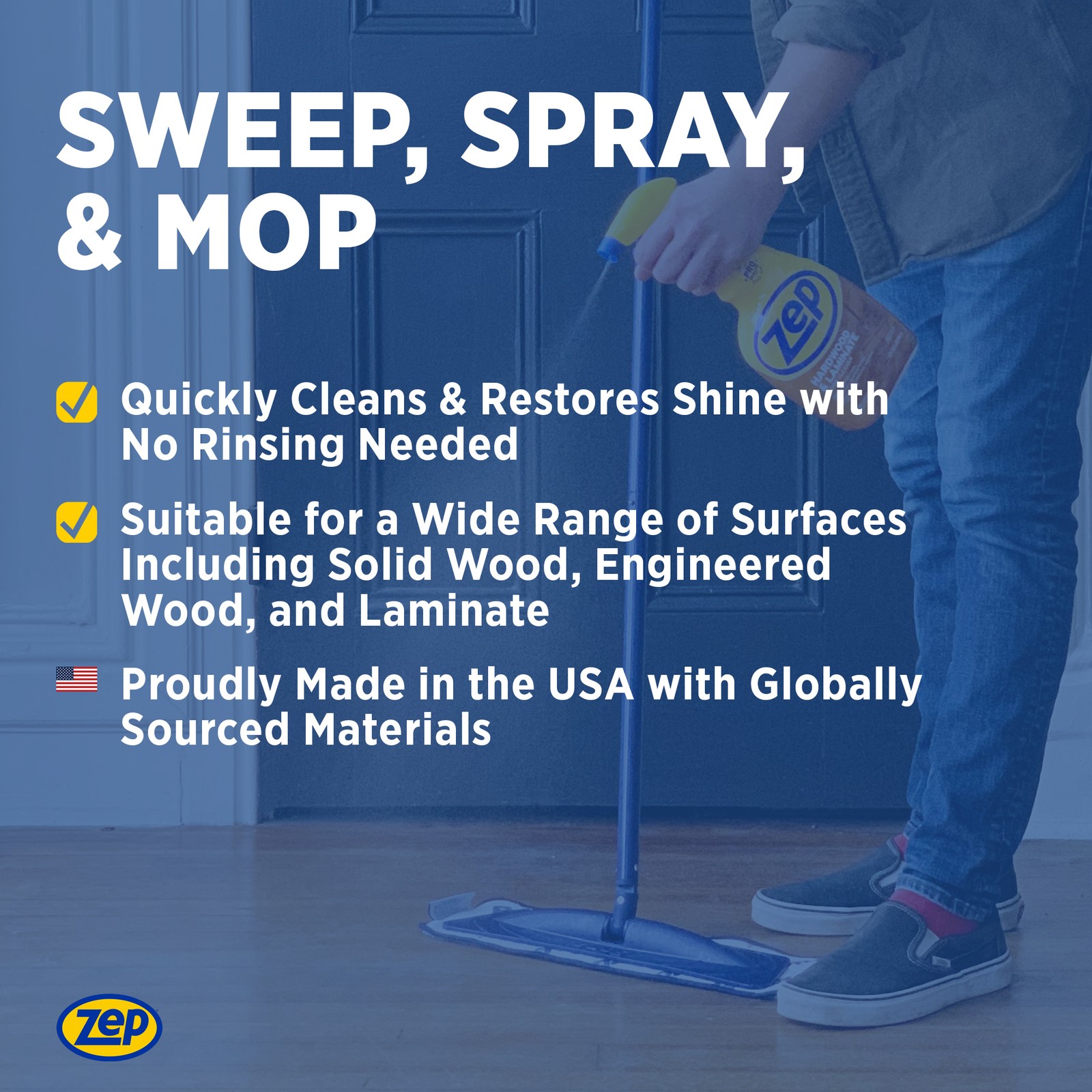 Zep Hardwood and Laminate Floor Cleaner – 32 Oz (Case of 4) – ZUHLF324