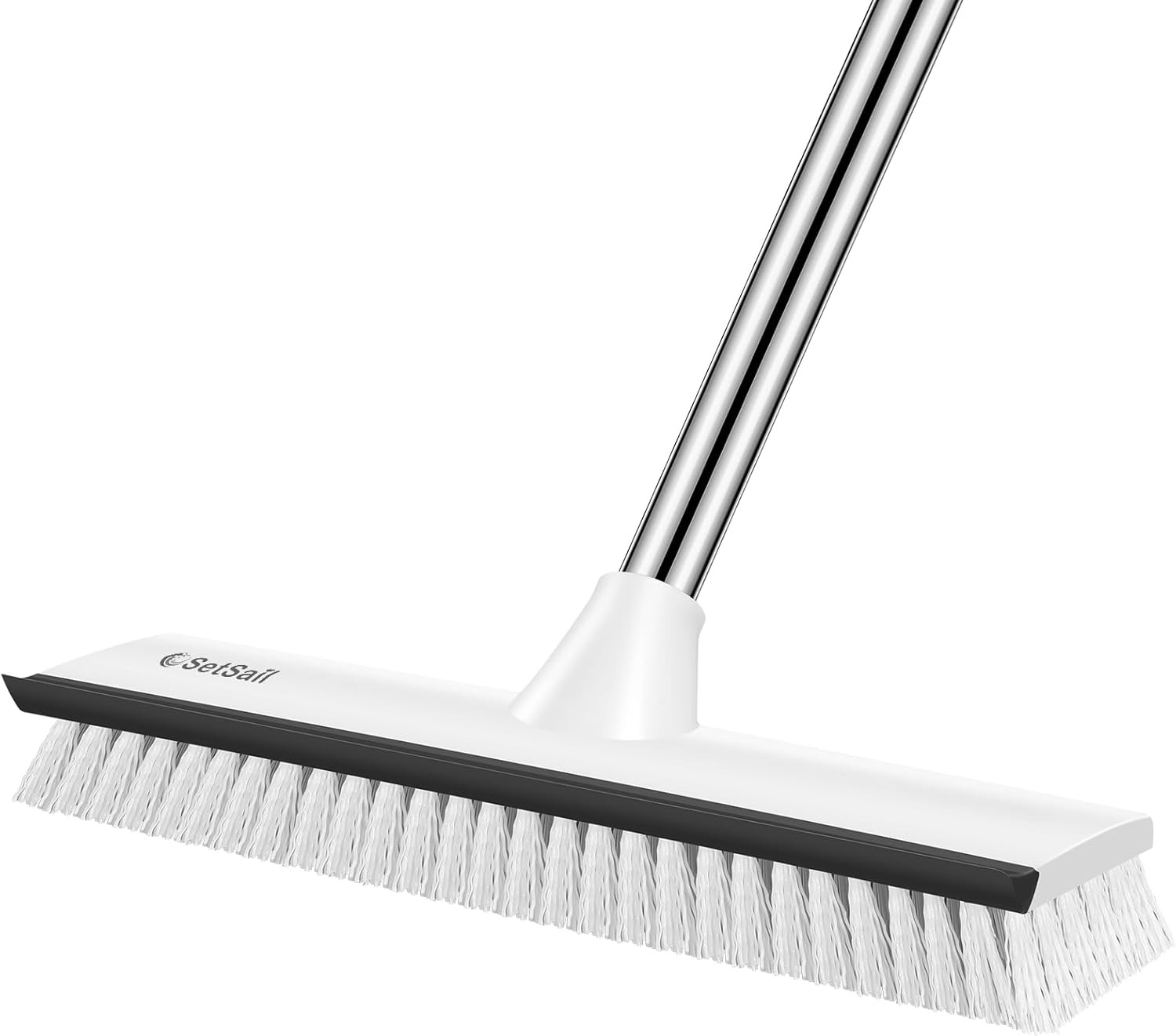 Large 12 in Wide Floor Scrub Brush with 51-Inch Long Adjustable Handle 2 in 1