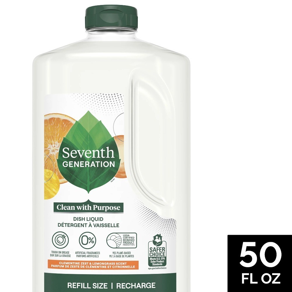 Dish Soap Refill Dishwashing Liquid Cleanser Clementine Zest Lemongrass Scent 50