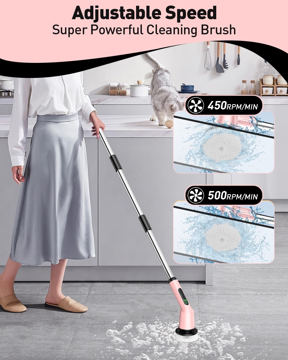 Electric Spin Scrubber for Cleaning Bathroom, Shower Scrubber Cordless Cleani…
