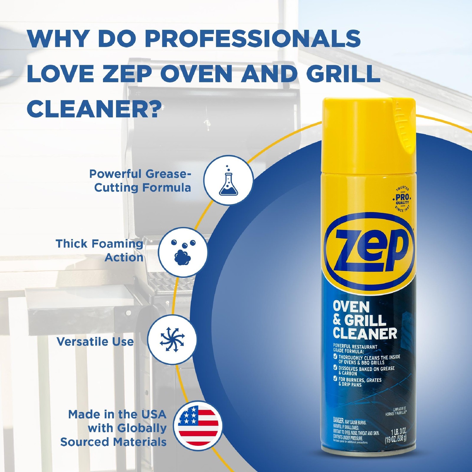 Zep Heavy-Duty Oven and Grill Cleaner – 19 oz Case of 2 ZUOVGR19 – Dissolves …