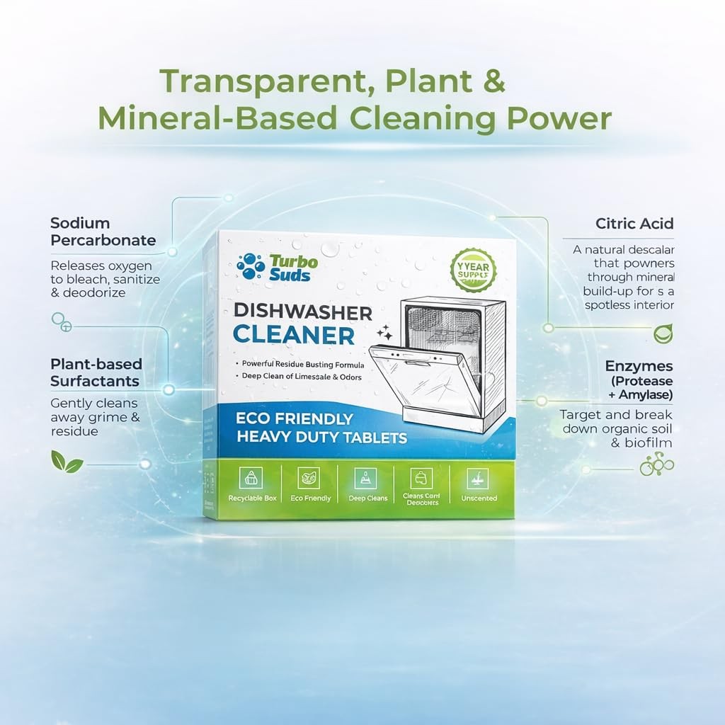 Dishwasher Cleaner and Deodorizer XL Tablets – Heavy-Duty Descaler & Odor Rem…