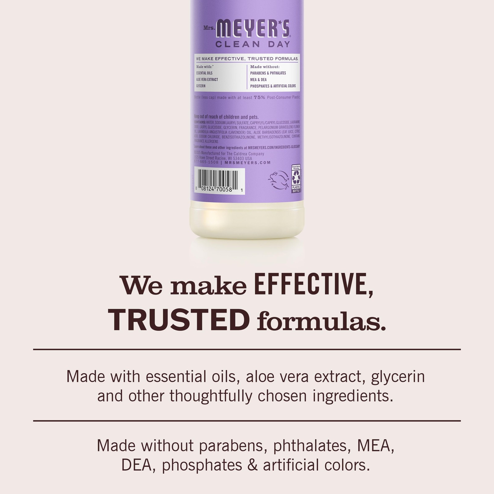 MRS. MEYER’S CLEAN DAY Liquid Dish Soap, Lilac 16 Fl Oz (Pack of 3), No Color
