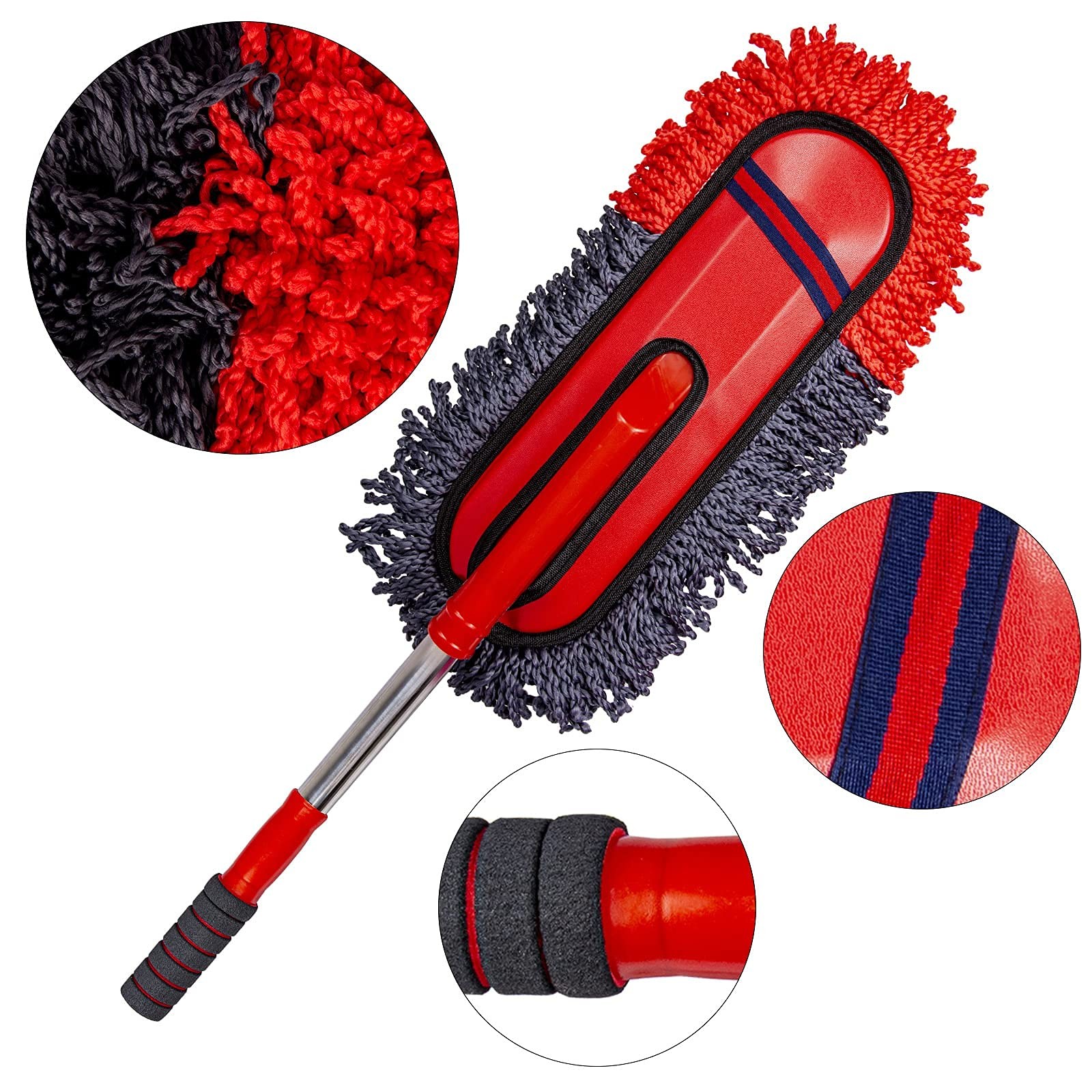 Scratch-Free Microfiber Car Duster with Extendable Handle for Vehicles