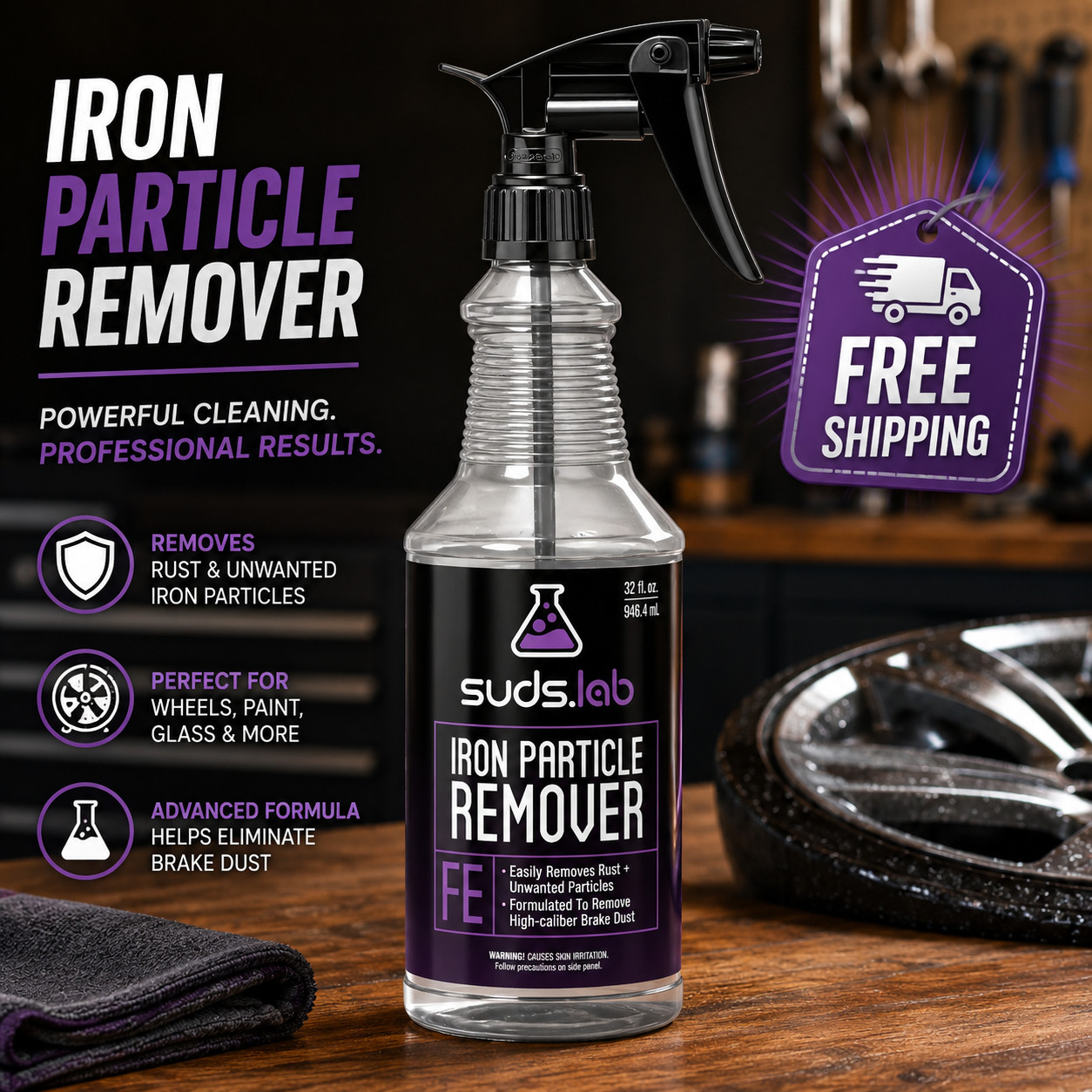 Suds Lab FE Iron Remover 32oz Color Changing Fallout Cleaner Spray