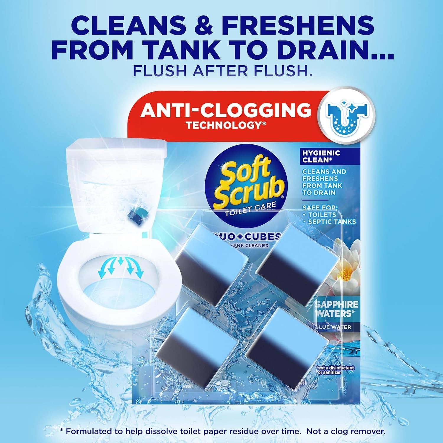 In-Tank Toilet Cleaner Duo-Cubes – Sapphire Waters Scent, 16 Weeks of Freshness