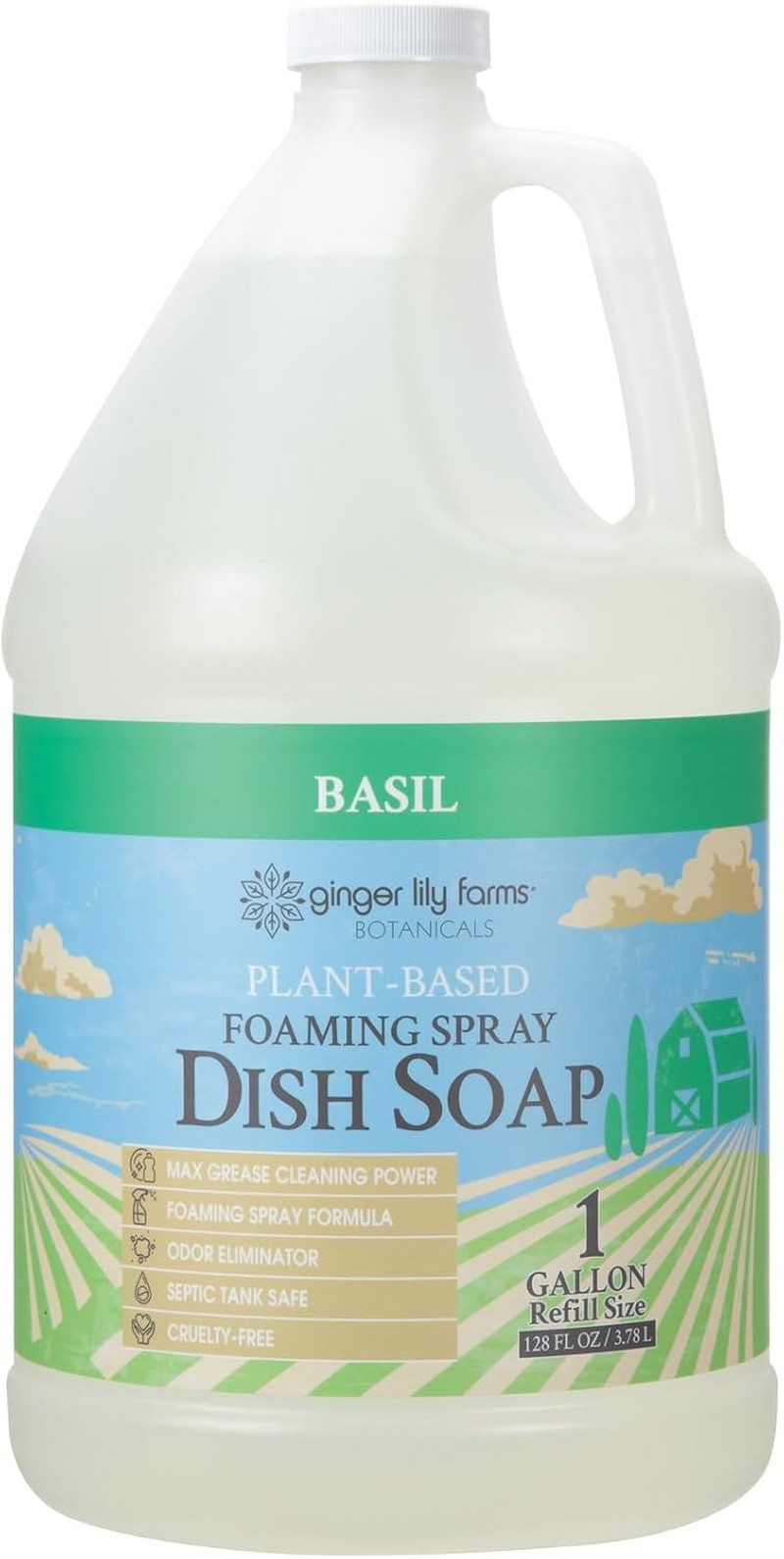 Botanicals Foaming Dish Soap Refill – Plant-Based, Basil Scent, 1 Gallon