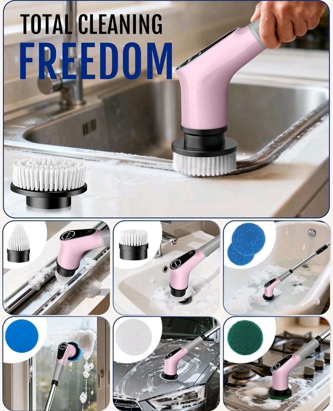 Dovety 9 In 1 Electric Spin Scrubber Cordless Cleaning Brush Scrubber CB-02
