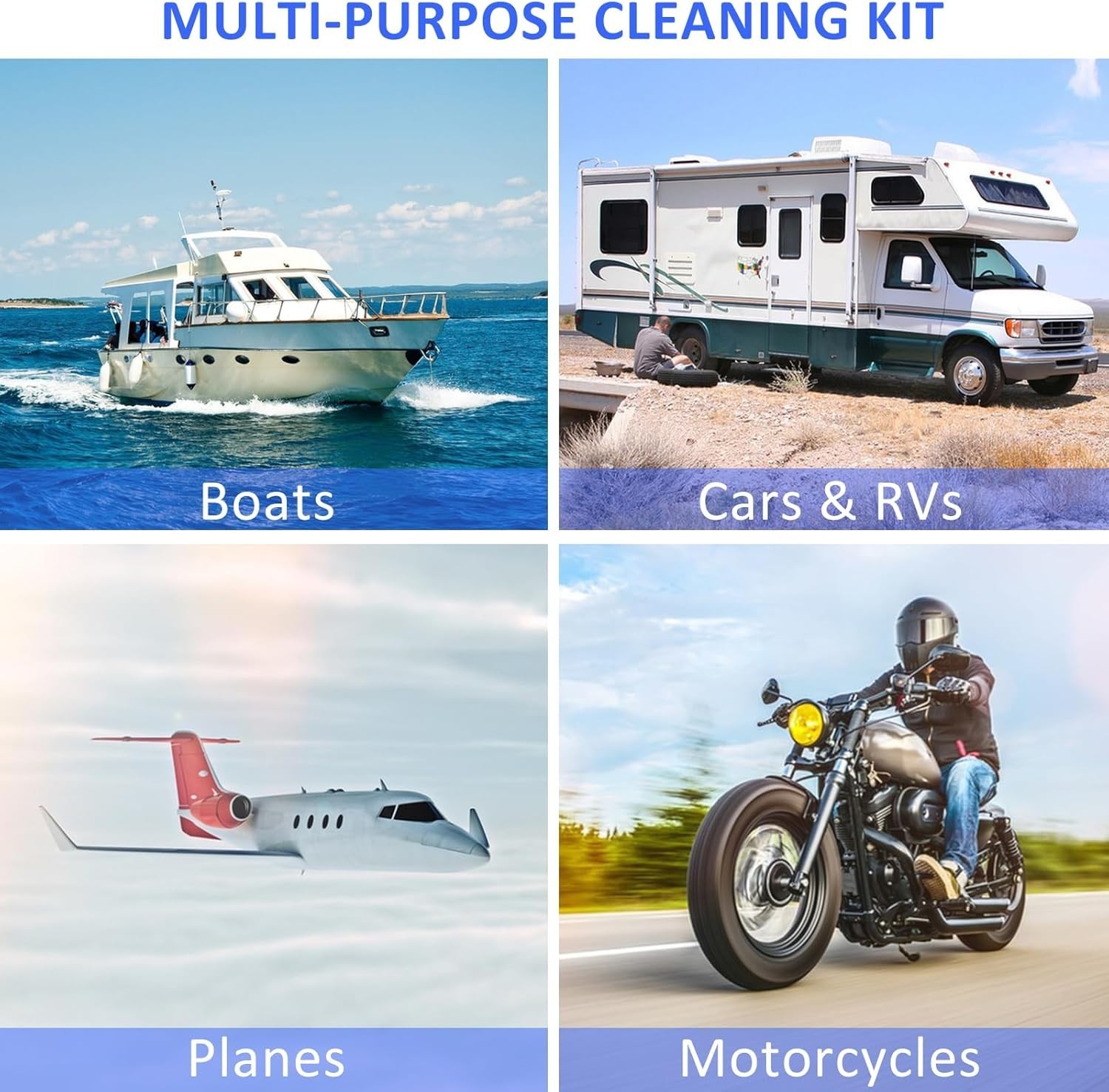 12 Pcs Boat Wash Cleaning Kit, Complete Interior Exterior Cleaning Set for Boat.