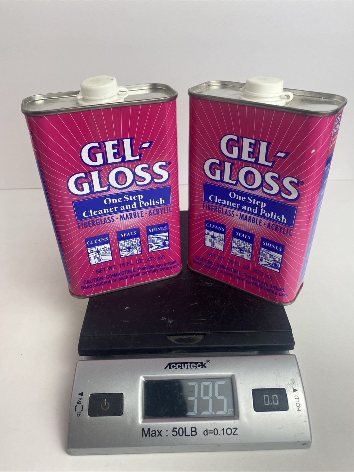 Gel-Gloss Original Formula 16 FL OZ Fiberglass Marble & Acrylic Cleaner Lot Of 2