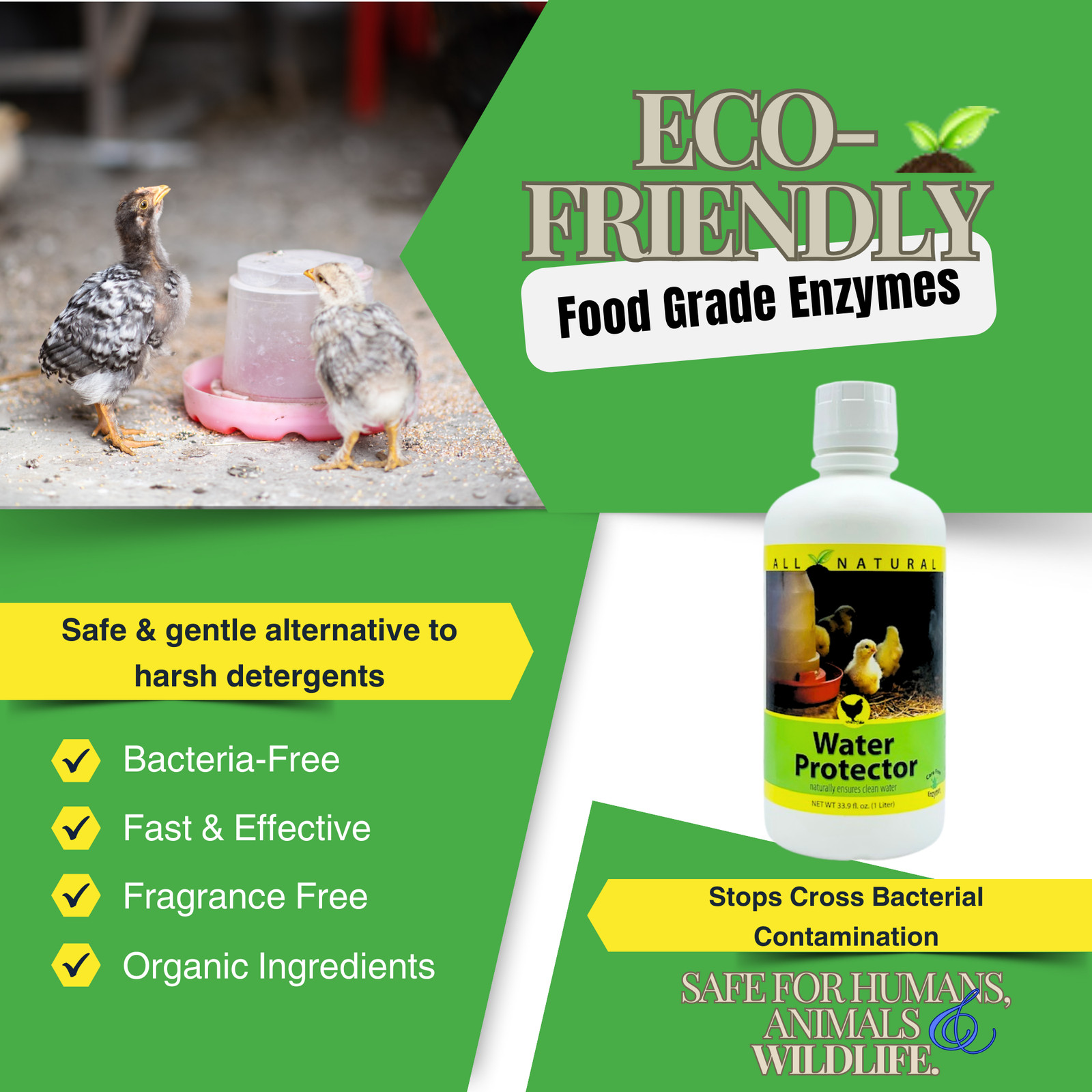 Natural Poultry Water Protector | Keeps Drinkers Clean & Slime-Free | 16 oz, 33.