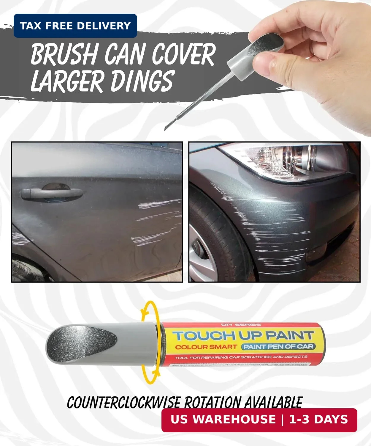 Pure Gray Touch Up Paint Universal Color Match for All Car Models Repair Pen