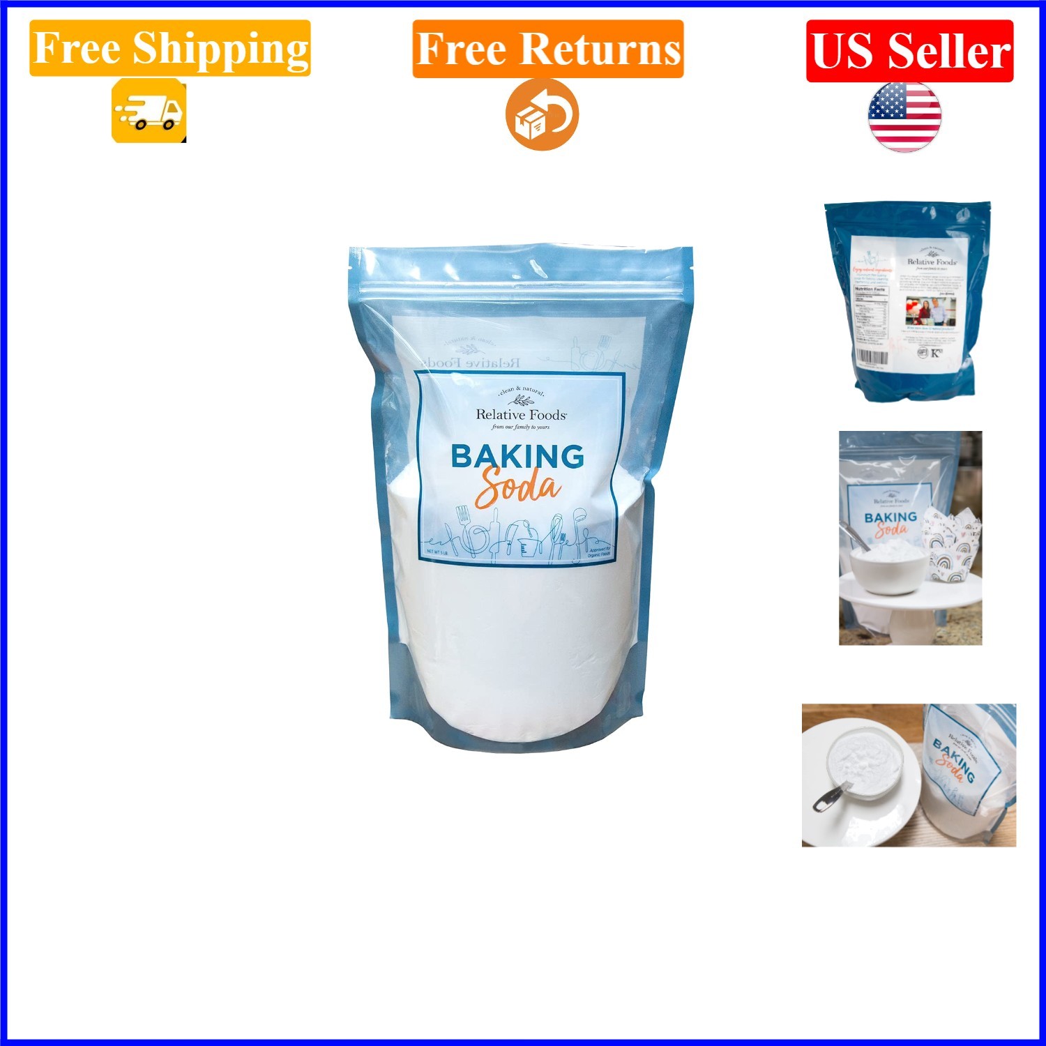5lb Natural Gluten-Free Baking Soda – Pure, , Kosher, Multi-Purpose