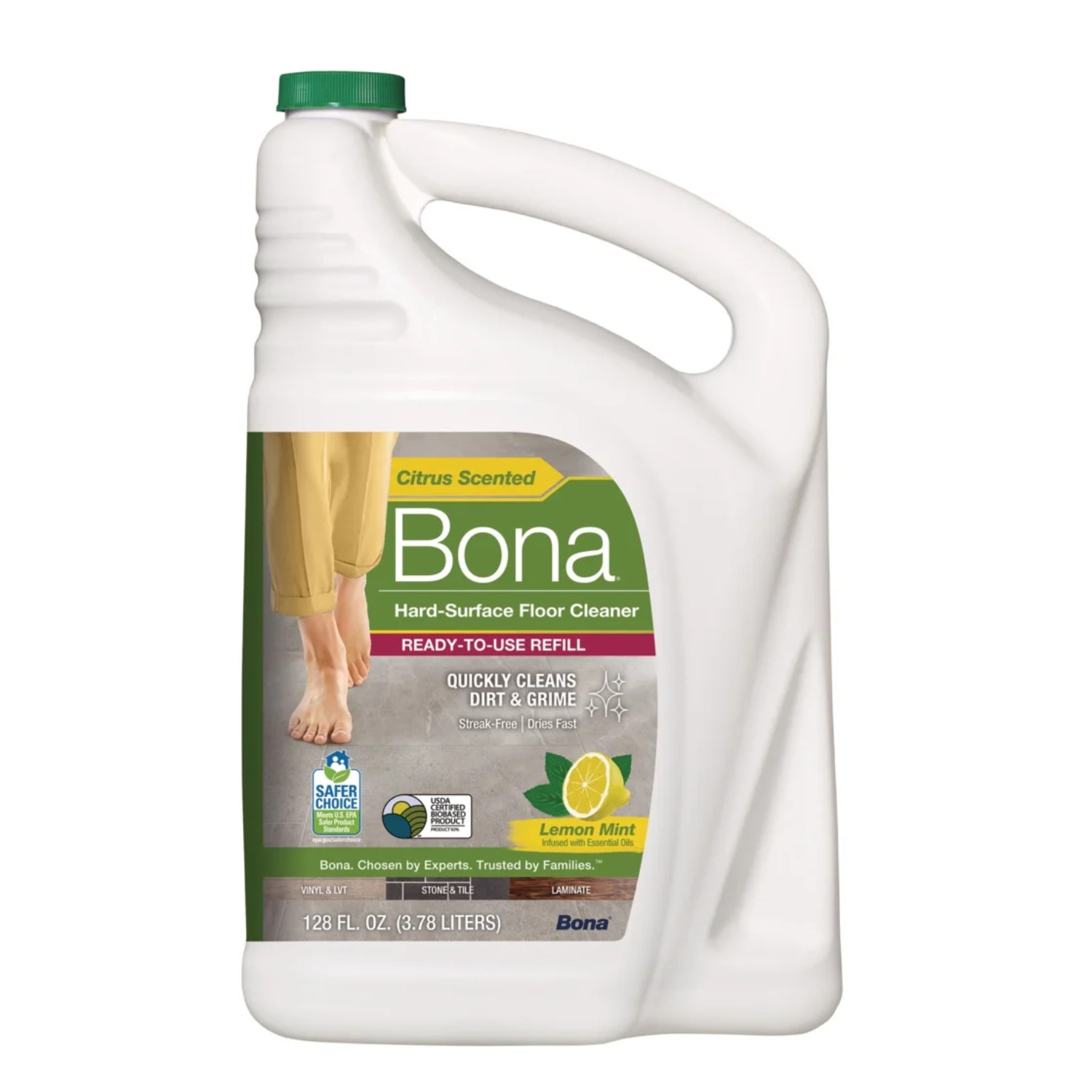 2 Pack Bona Hard Surface Floor Cleaner 128 oz Lemon Mint Shine Clean Floors