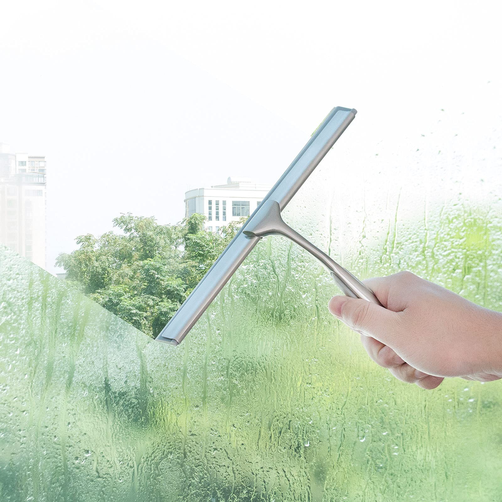 Shower Squeegee for Doors 10 Inch Bathroom 10 inches, Brushed Nickel