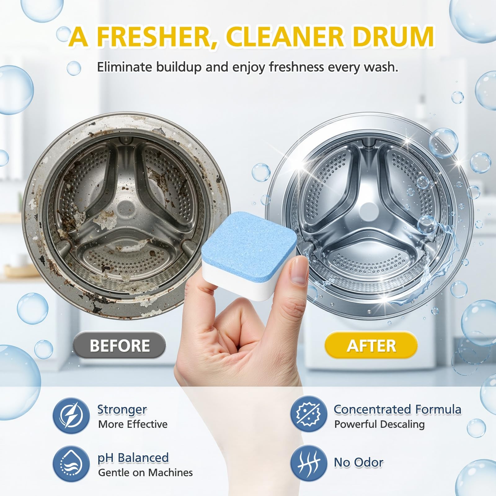 24 Pcs Washing Machine Cleaner Tablets Compatible with HE/Front/Top Load Wash…