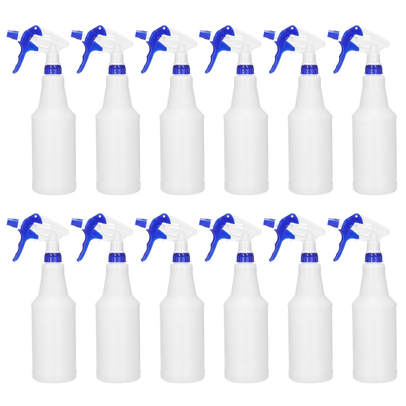 12pcs 750ml Plastic Spray Bottles with Adjustable Nozzle – Leak Proof Water Mist