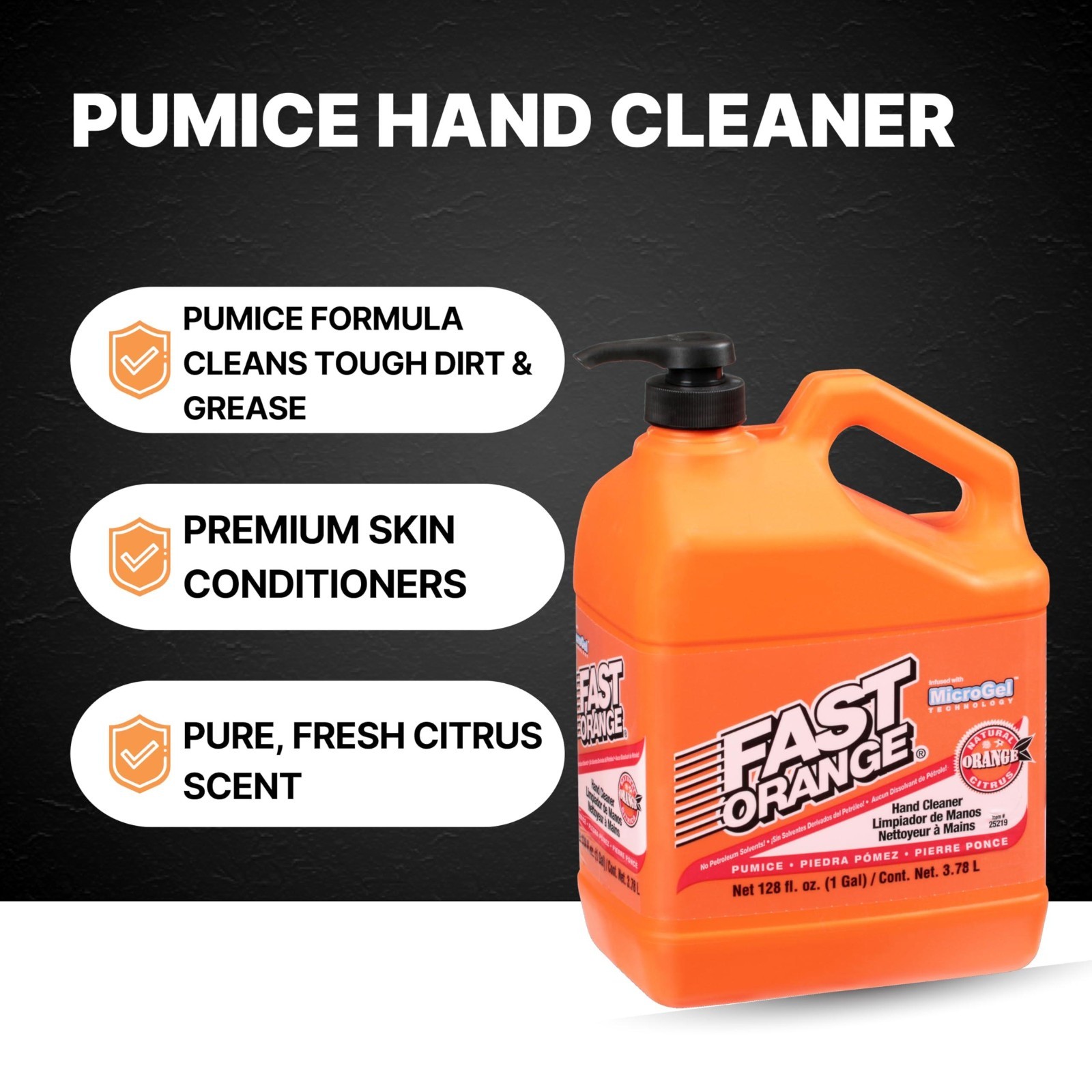 Fast Orange 25219 Pumice Lotion – 1 Gallon Heavy Duty Hand Cleaner Citrus Scent.