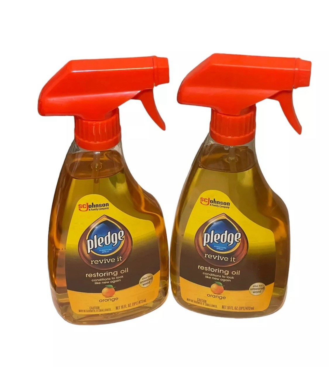 Lot (2)Pledge Revive It Restoring Orange Oil Wood Cleaner – 16oz Each