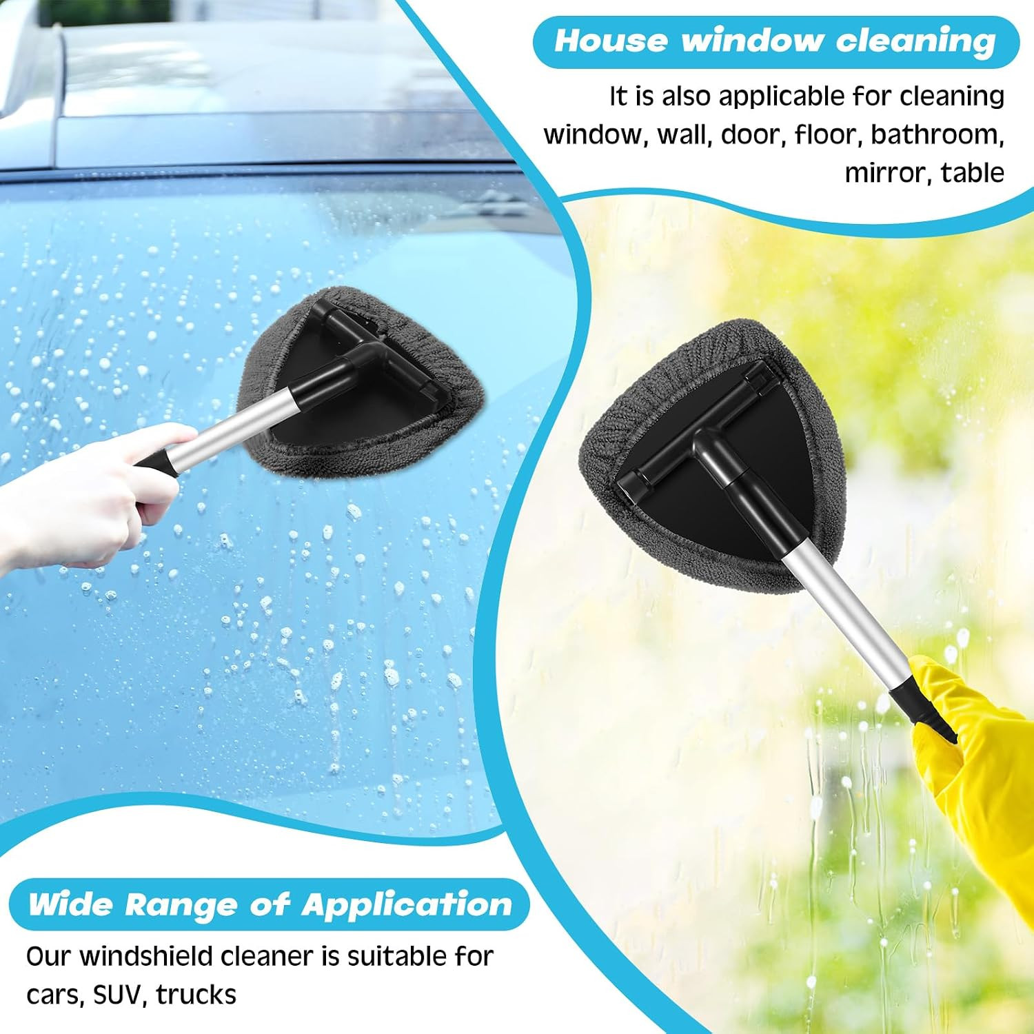 8 Pcs Car Windshield Cleaner Tool Kit with Extendable Handle, Microfiber Towel P