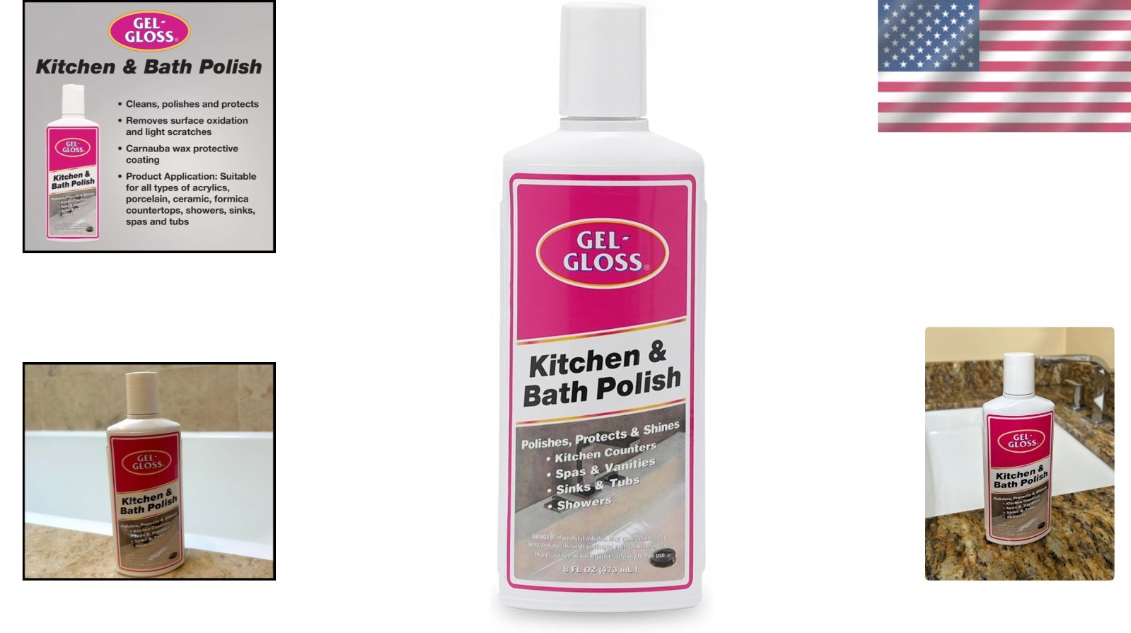 Indusies Gel-Gloss Kitchen and Bath Cream Wax Polish, 8 Fluid Ounces -GG-8