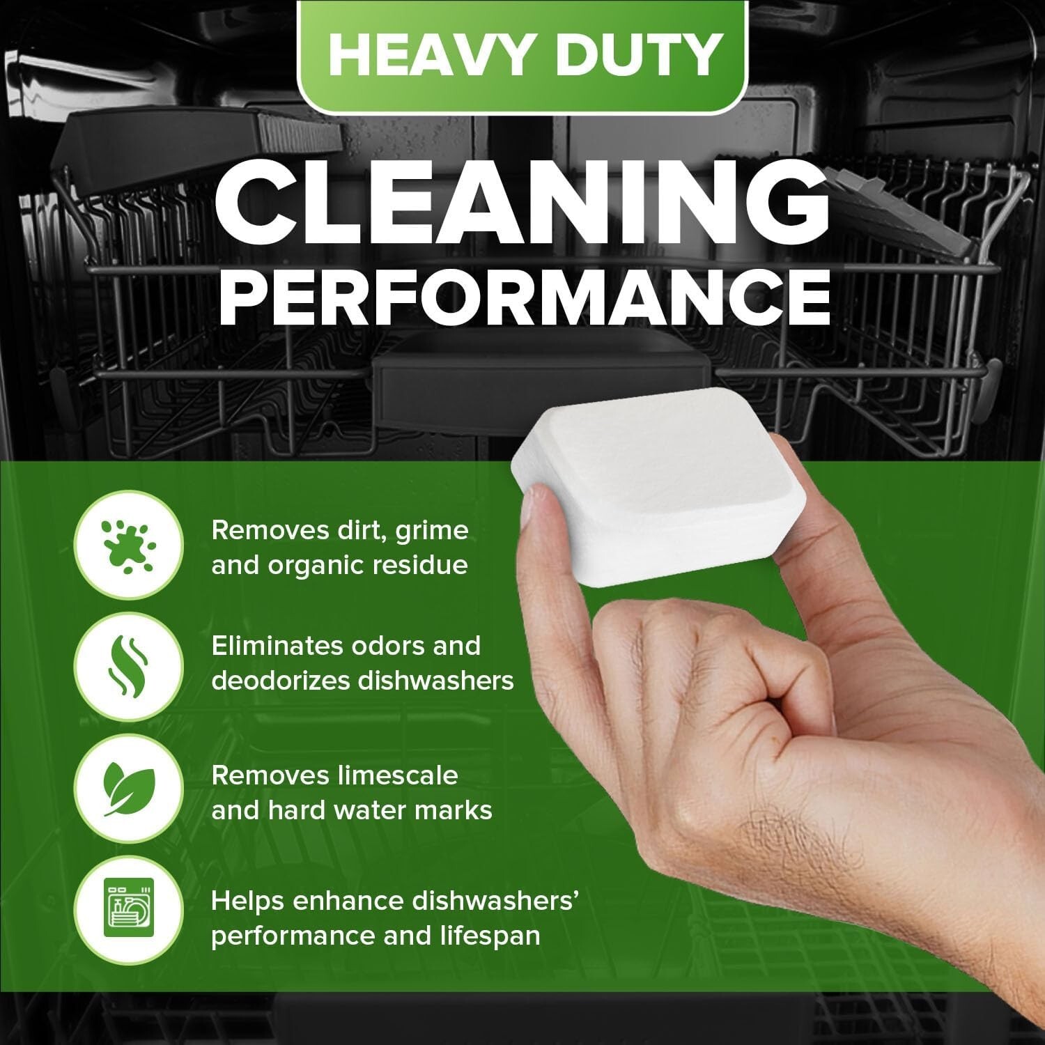 Heavy Duty Dishwasher Cleaner and Deodorizer Tablets, Descaler, Deep Cleaning