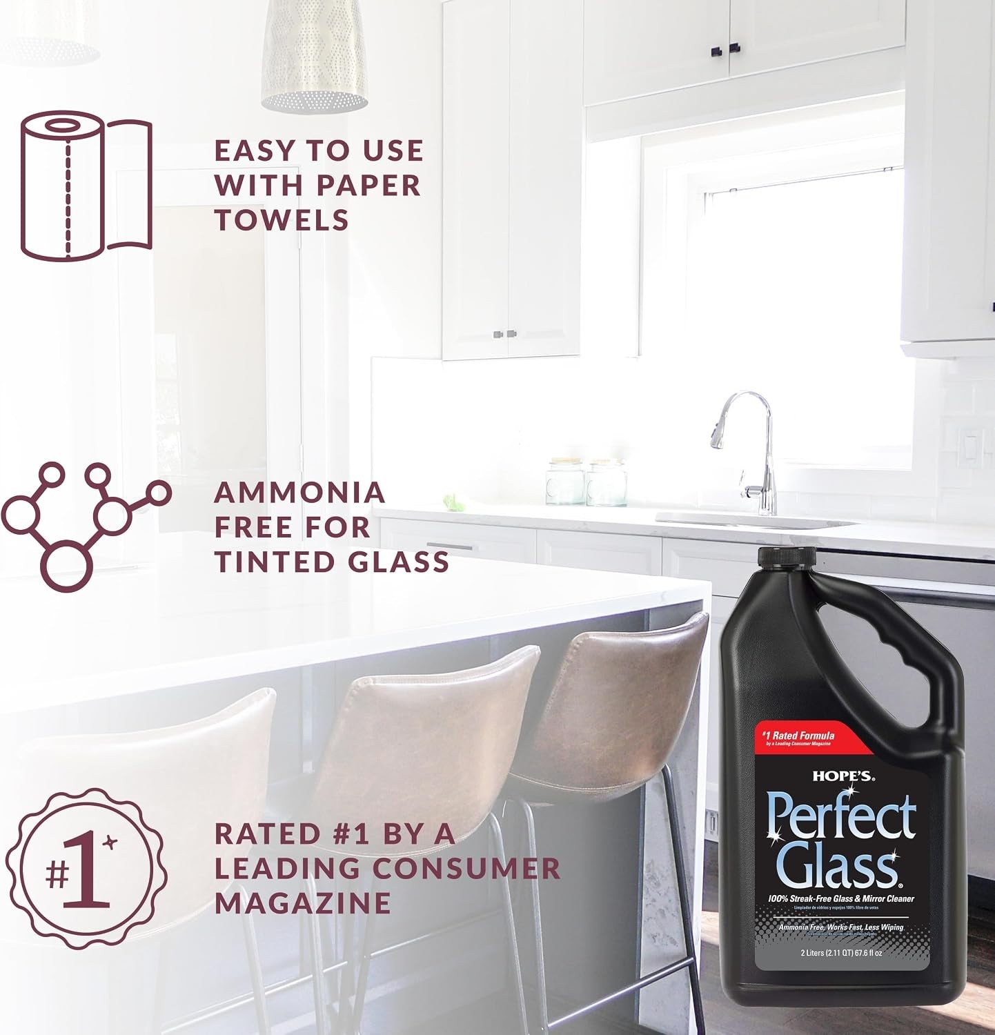 Tinted Glass & Mirror Cleaner Spray, Ammonia-Free (6-Pack)