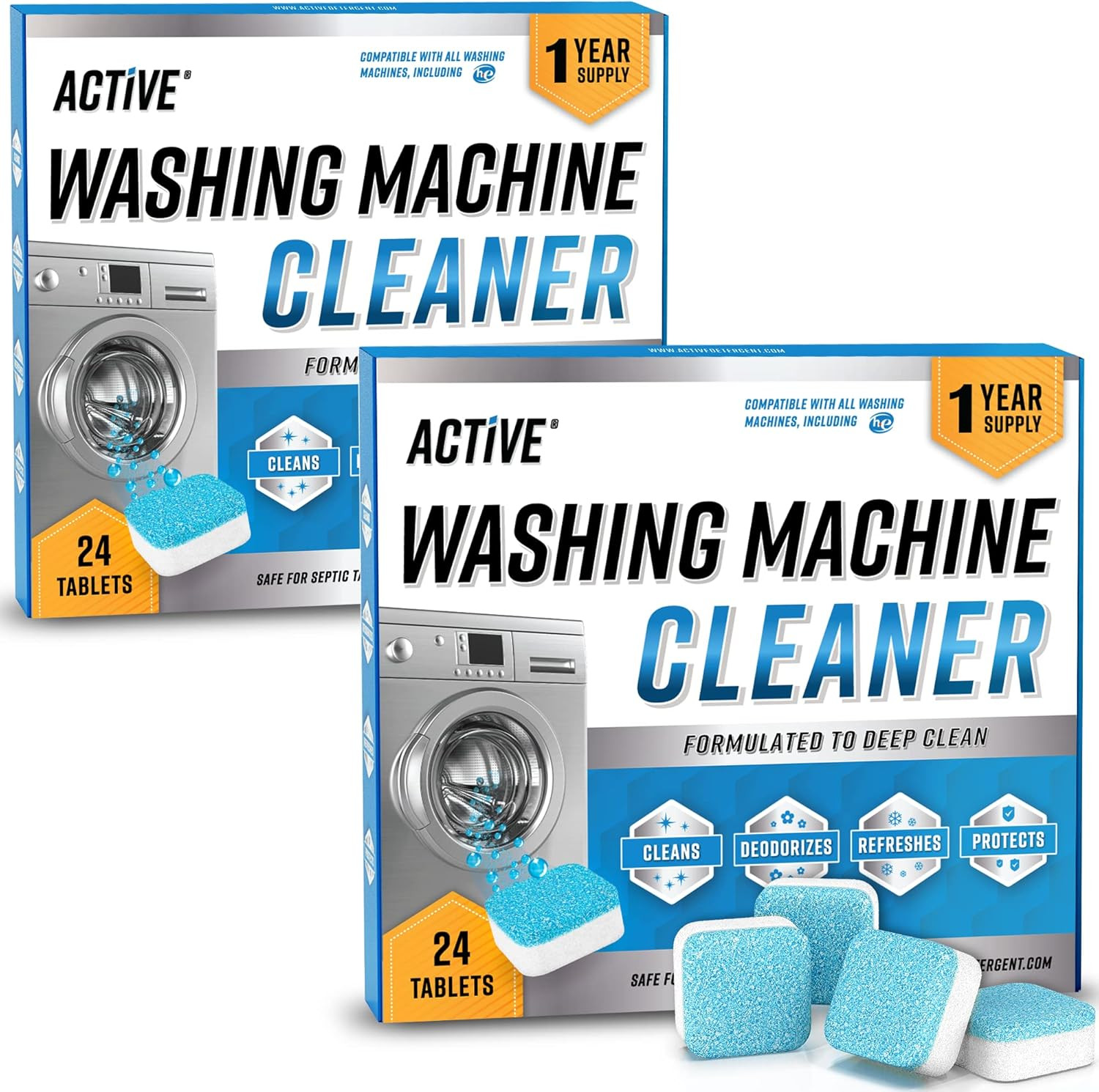 Washing Machine Cleaner Descaler 48 Pack – Value Size Deep Cleaning Tablets HE F