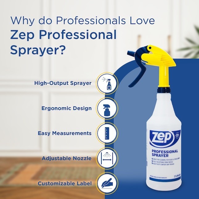 Zep Professional Cleaning Spray Bottle 32 oz Heavy Duty Adjustable Nozzle