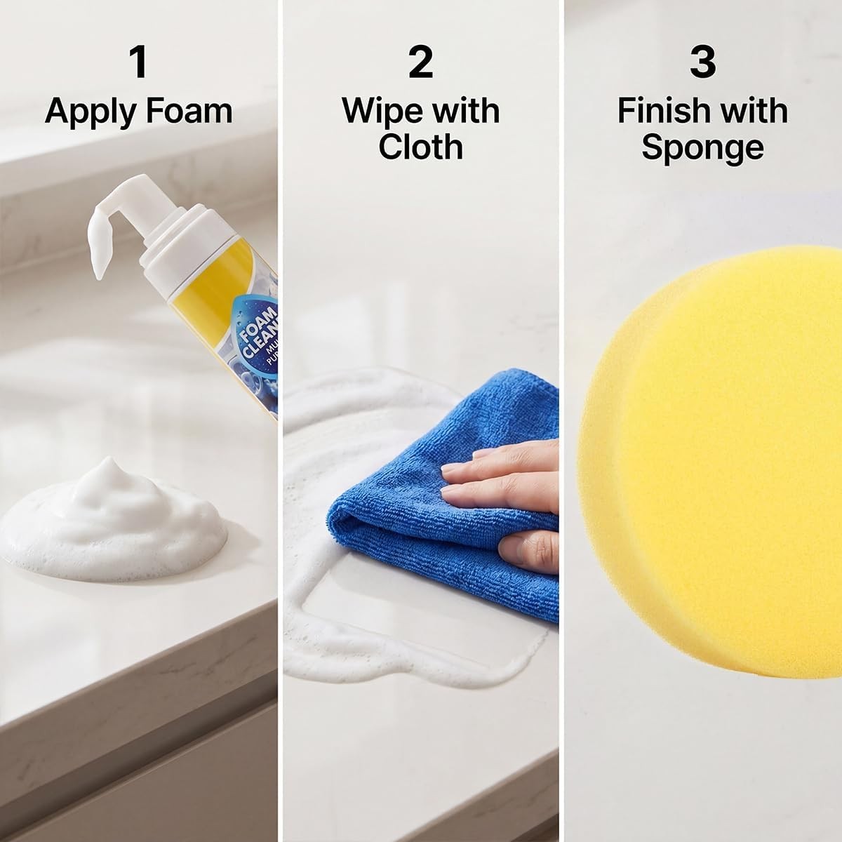 4-in-1 Multi-Enzyme Foam Cleaner, All-Purpose Spray 5oz with Sponge & Towel
