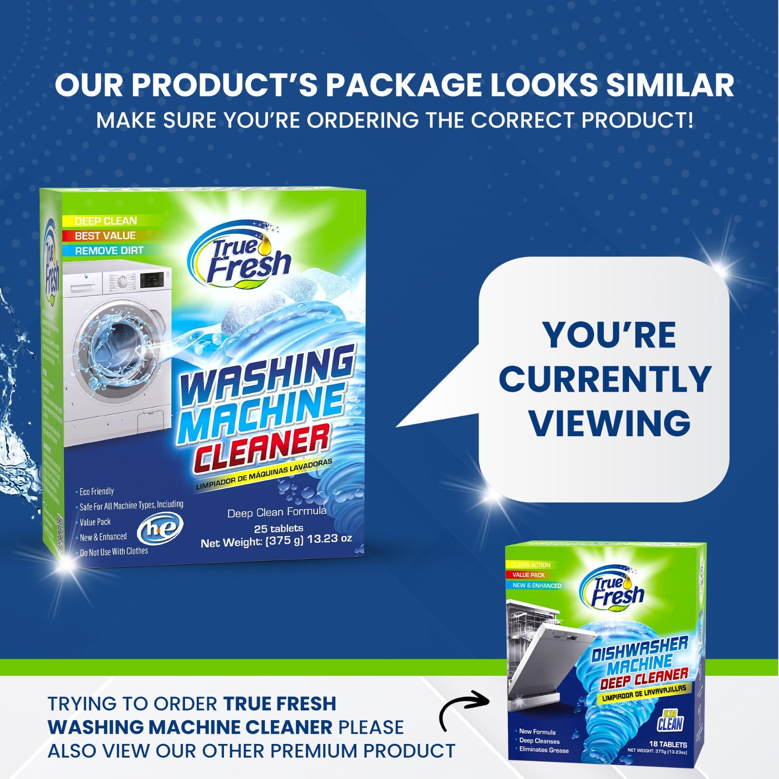 True Fresh Washing Machine Cleaning Tablets – 25 Solid Deep Cleaning Tablets