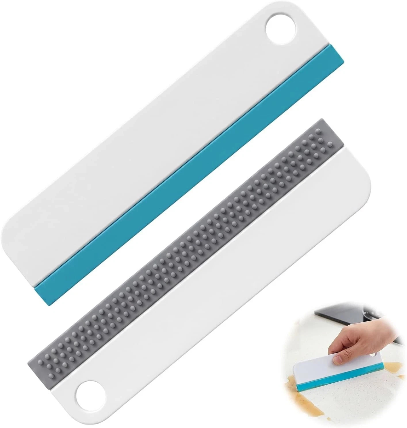 2 Pcs Mini Silicone Squeegee, Portable Small Soft Rubber Scraper for Glass