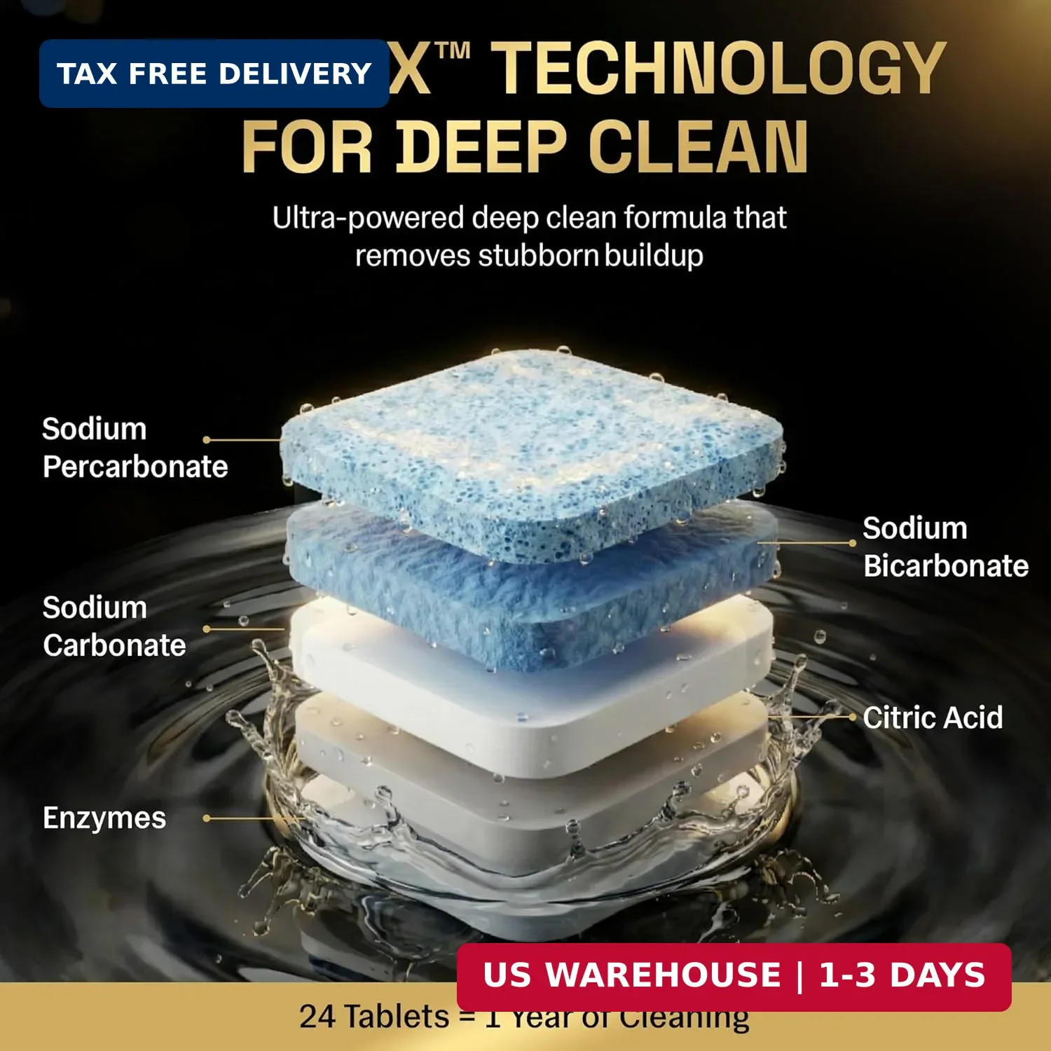 Washing Machine Cleaner Tablets | 24 Pack | Ultra Deep Clean | Eliminates Odors