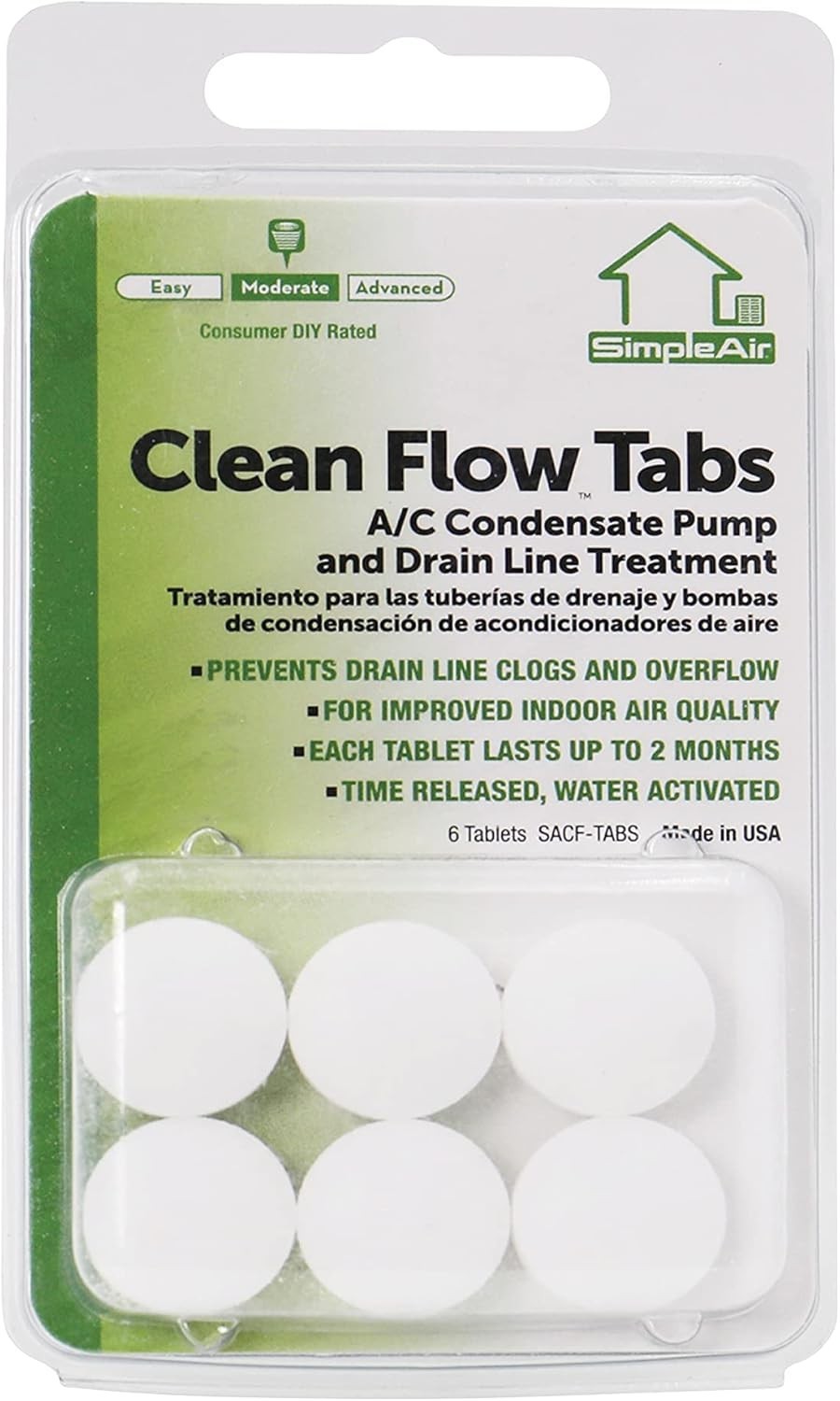 SACF Drain Line Clean Flow Tabs, for AC Units, HVAC Systems, Dehumidifiers, C…