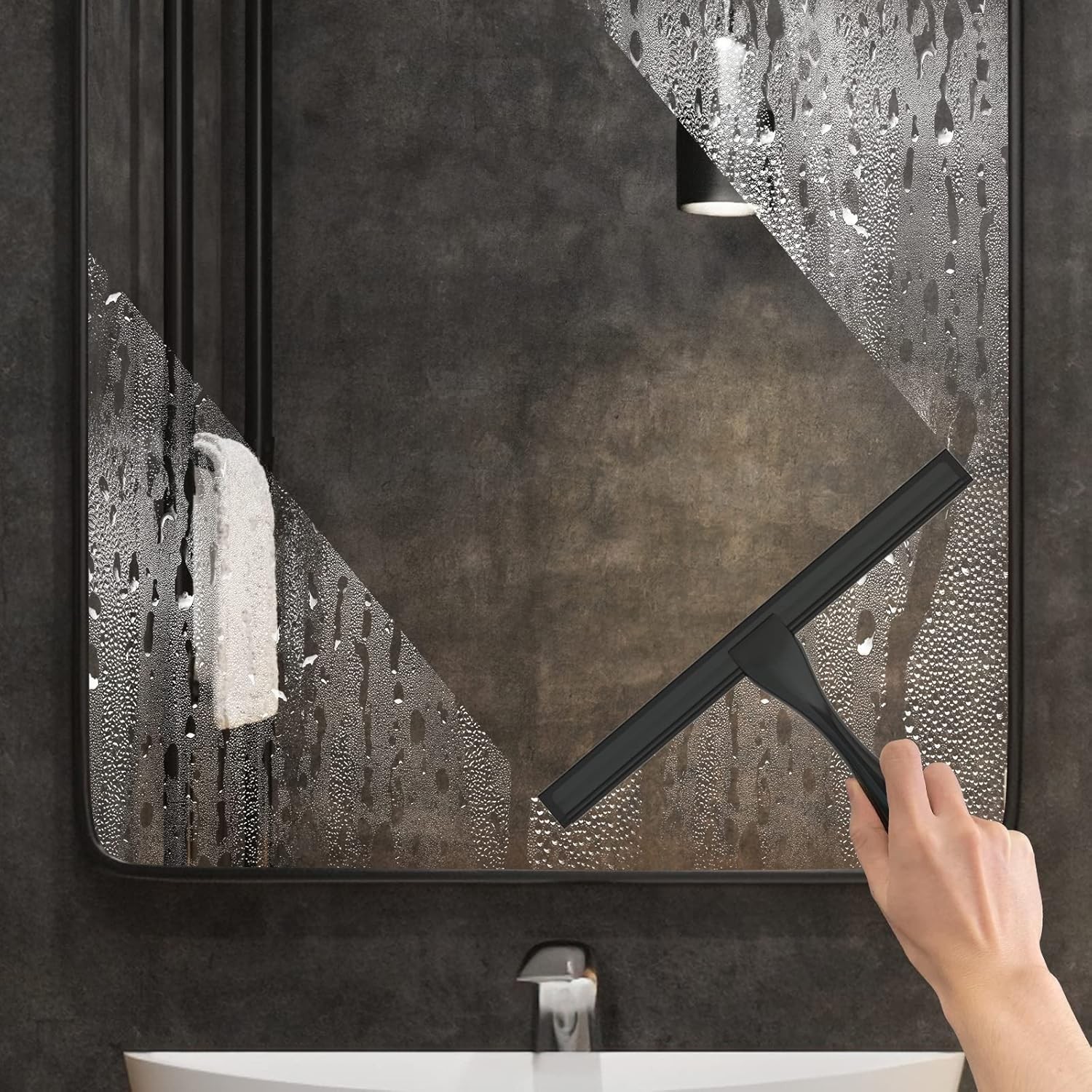 All-Purpose Stainless Steel Shower Squeegee for Shower Glass Door with Adhesive