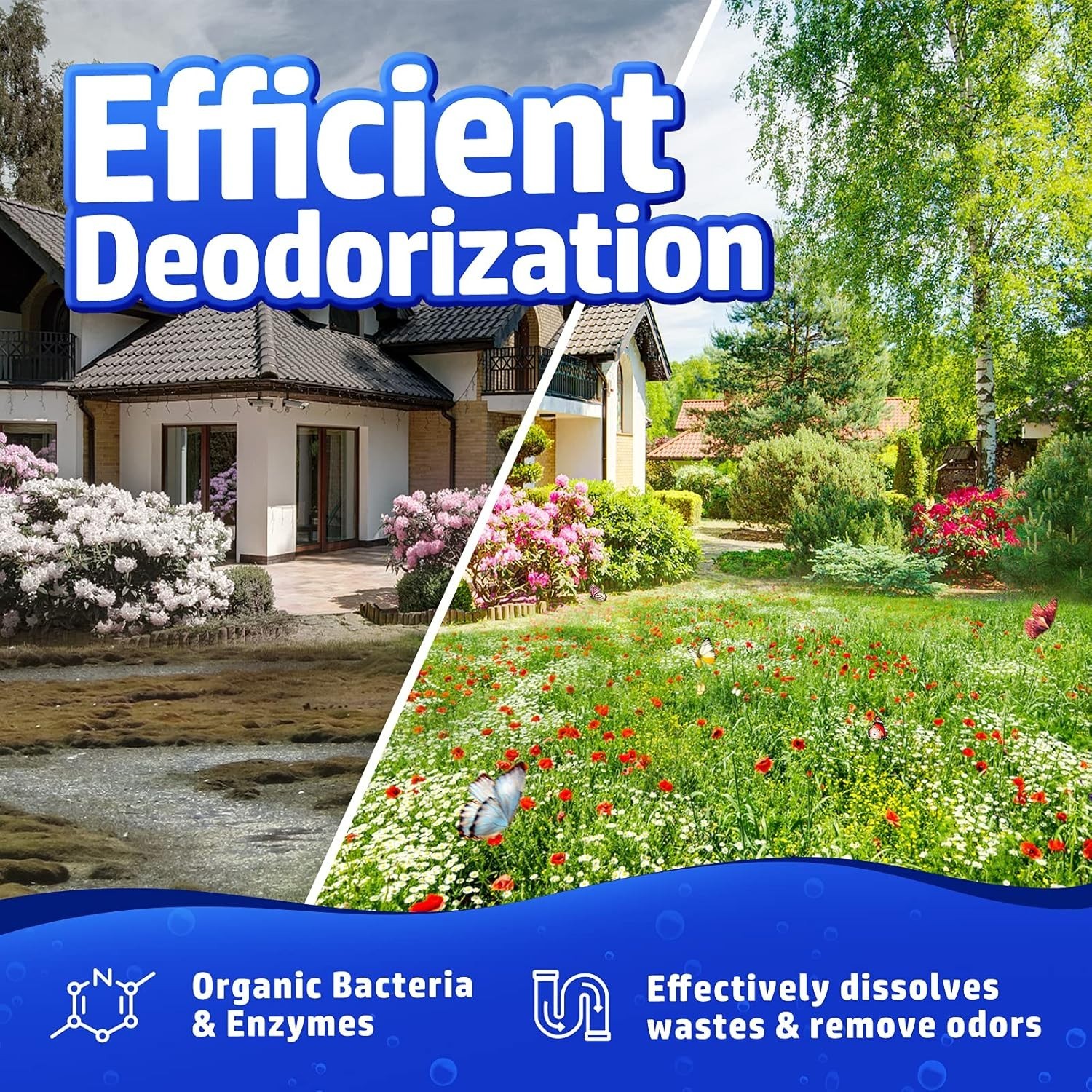 Septic Tank System Treatment Pods – 12 Dissolving Packets | Enzyme-Producing Liv
