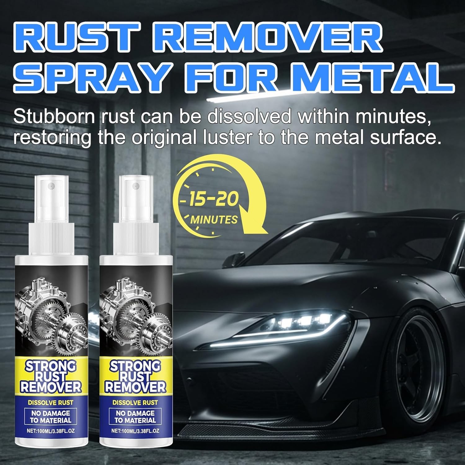 Rust Remover Spray for Metal, Heavy Duty Metal Cleaner, Multipurpose Rust Stain