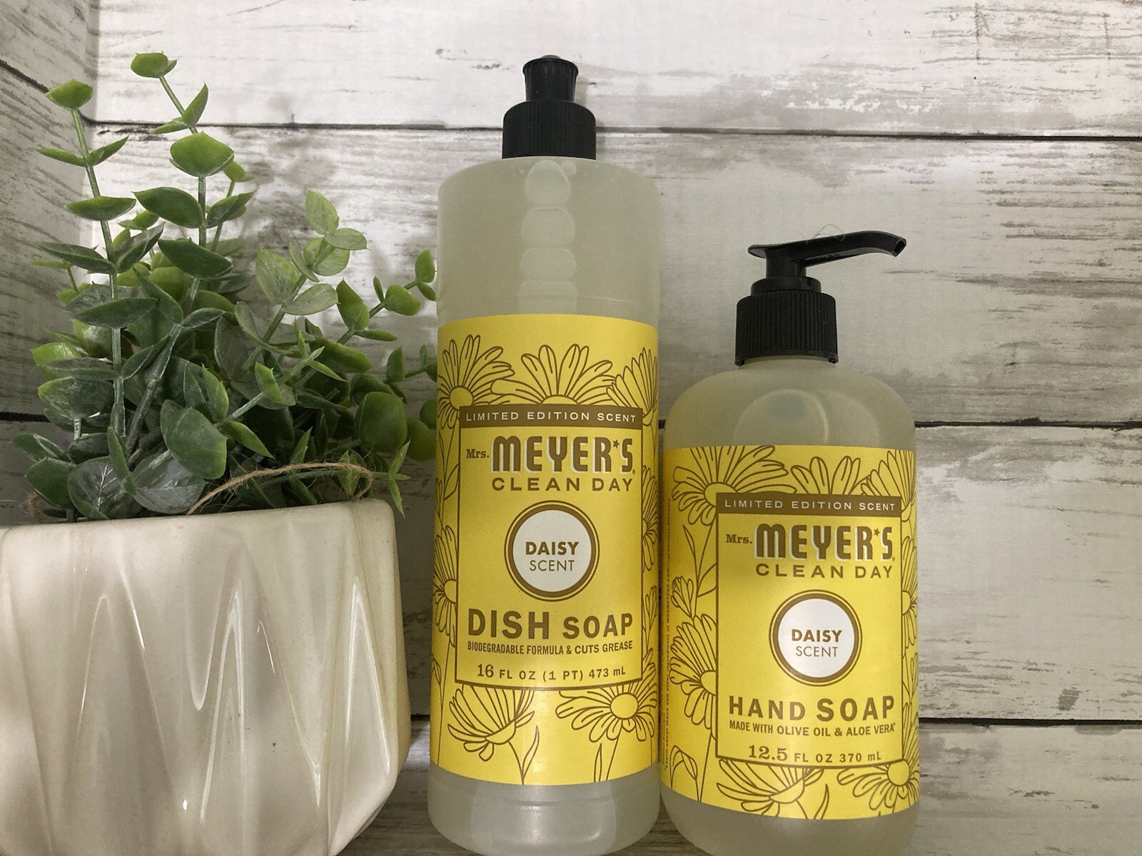 Mrs Meyers Daisy Scent Dish Soap & Hand Soap 2pc Kitchen Set