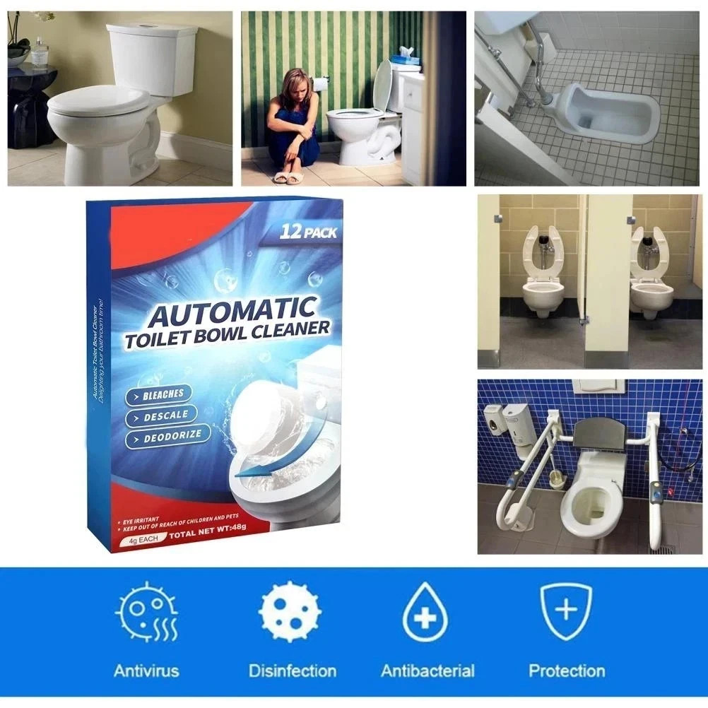 Vacplus Toilet Bowl Cleaner Tablets 12 PACK, Automatic Toilet Bowl Cleaners