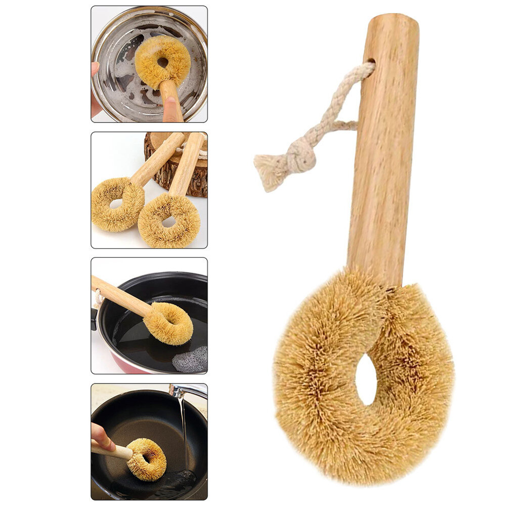1PC Pan Brushes with Wood Handle Natural Pot Brushes Practical Wooden Dish Brush