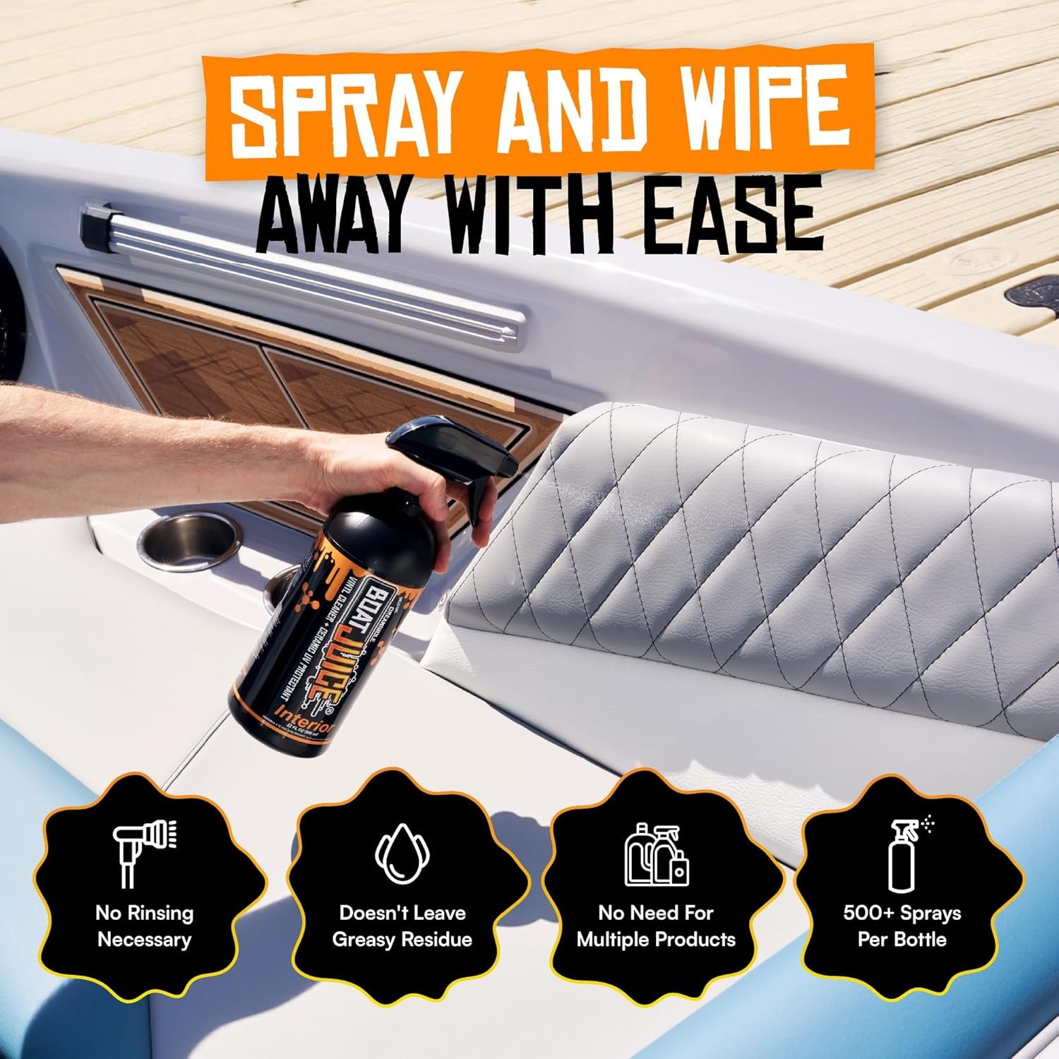 Boat Juice 2in1 Interior Boat Cleaner & Protectant Spray | Vinyl Boat Seat Clean