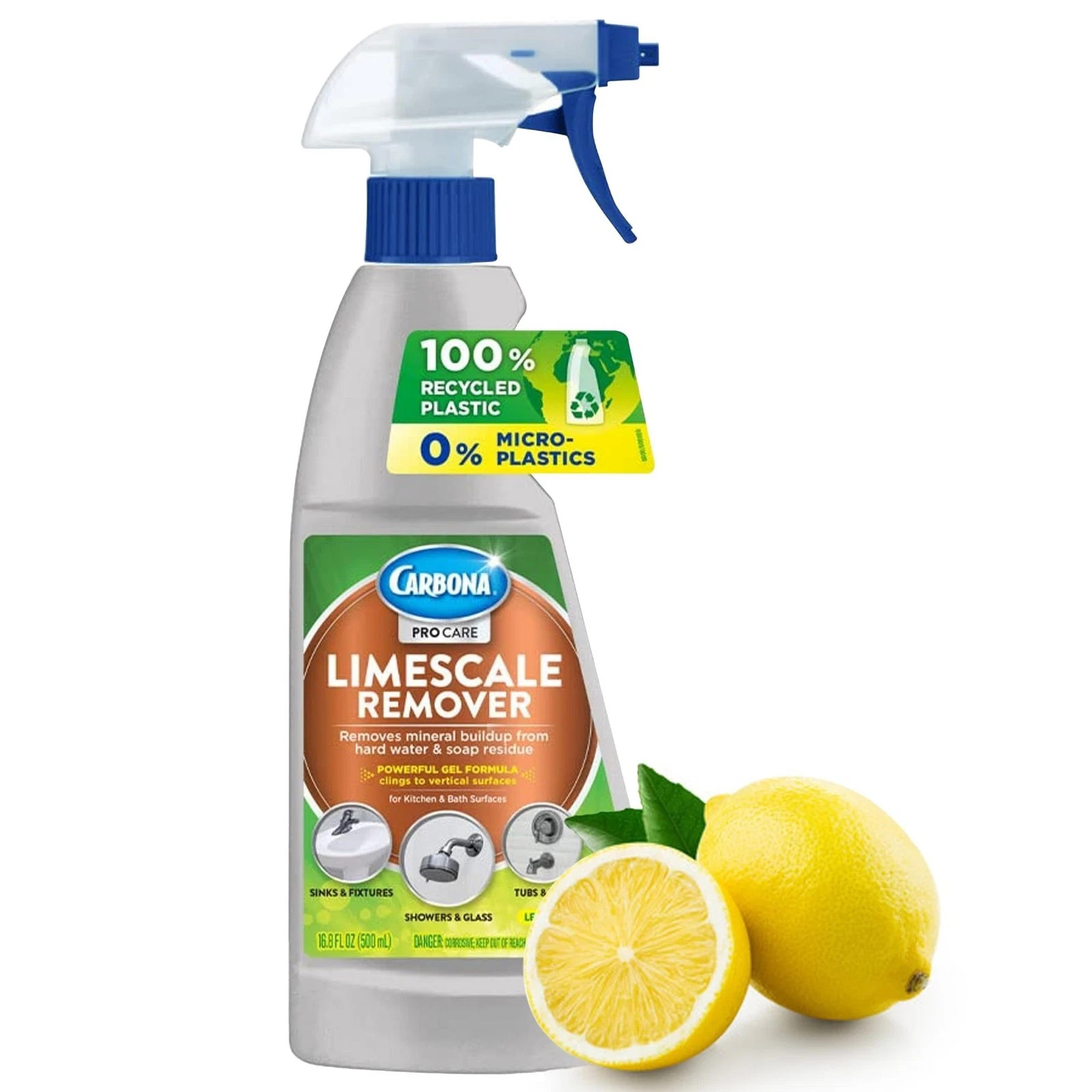 (2-Pk) CARBONA Sink Shower Glass Tubs Tiles Bath LIMESCALE REMOVER Lemon Fresh