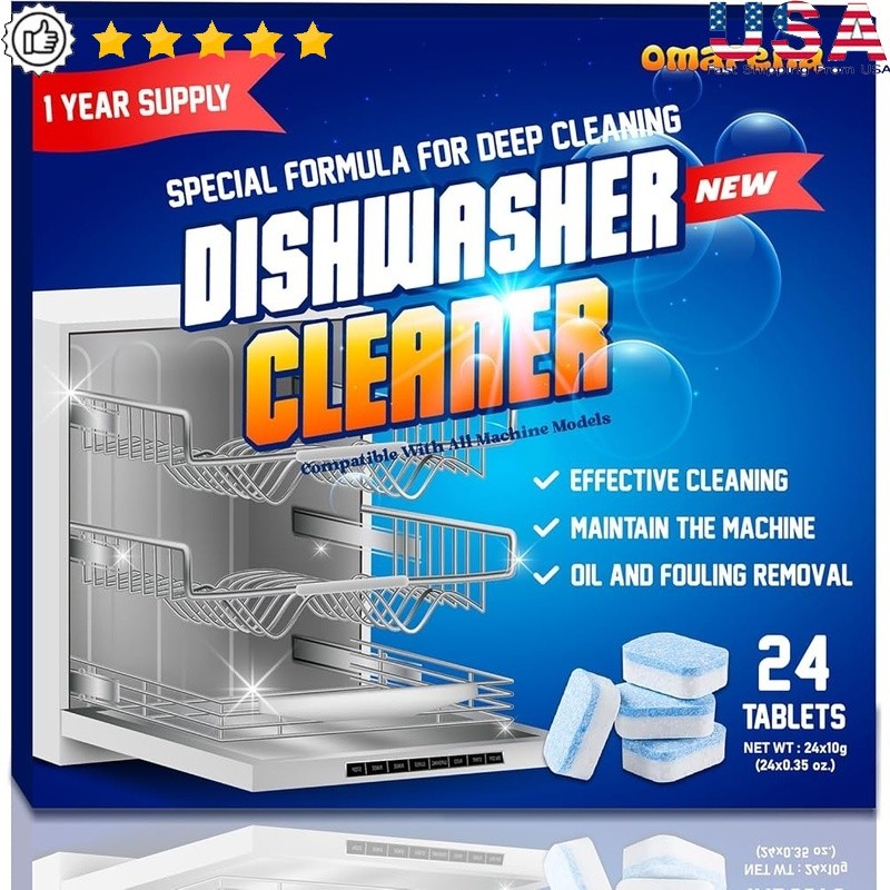 Dishwasher Cleaner Tablets Hard Water Limescale Odor Removal 1 Year Supply New