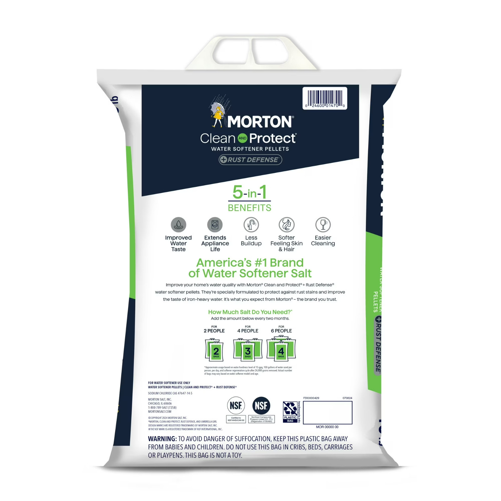 (2 pack) Morton Clean and Protect Plus Rust Defense Water Softener Salt Pellets,