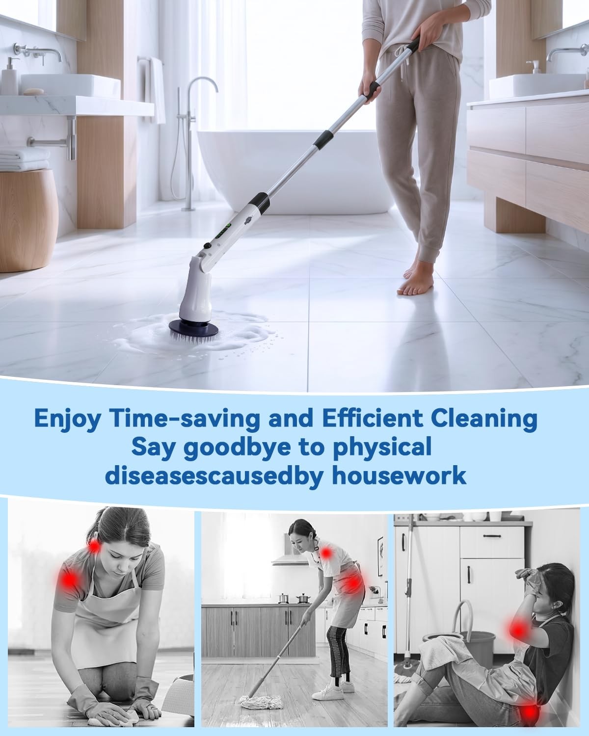 Electric Spin Scrubber, Hillyfe Bathroom Scrubber Electric with 7 Replaceable Br