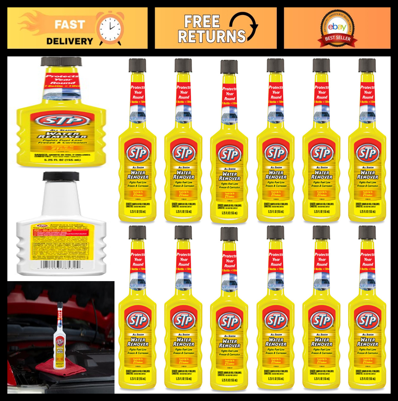 All Season Water Remover & Cleaner for Cars & Trucks, 5.25 Fl Oz, 12 Pack