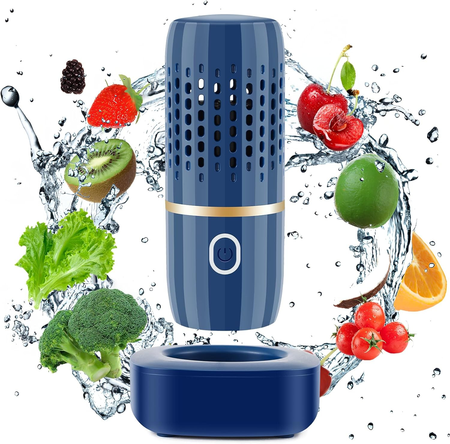 Fruit and Vegetable Purifier Washer Machine OH-Ion Wireless Food Cleaner Blue